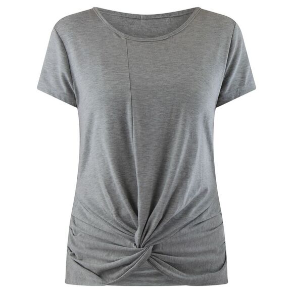 Gray Lightweight Knotted Front Tee - Picture 1 of 9